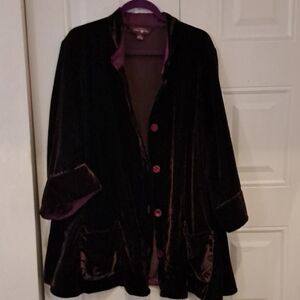 April Cornell maroon velvet jacket XXL